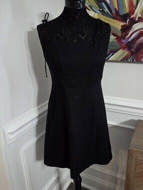 Old Navy Womens Tie Strap Linen Blend Smocked Mini Dress Sleeveless Sz L Black